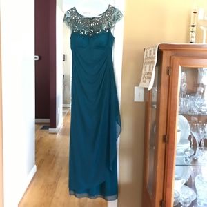 Green Dress Scallop Neck Long